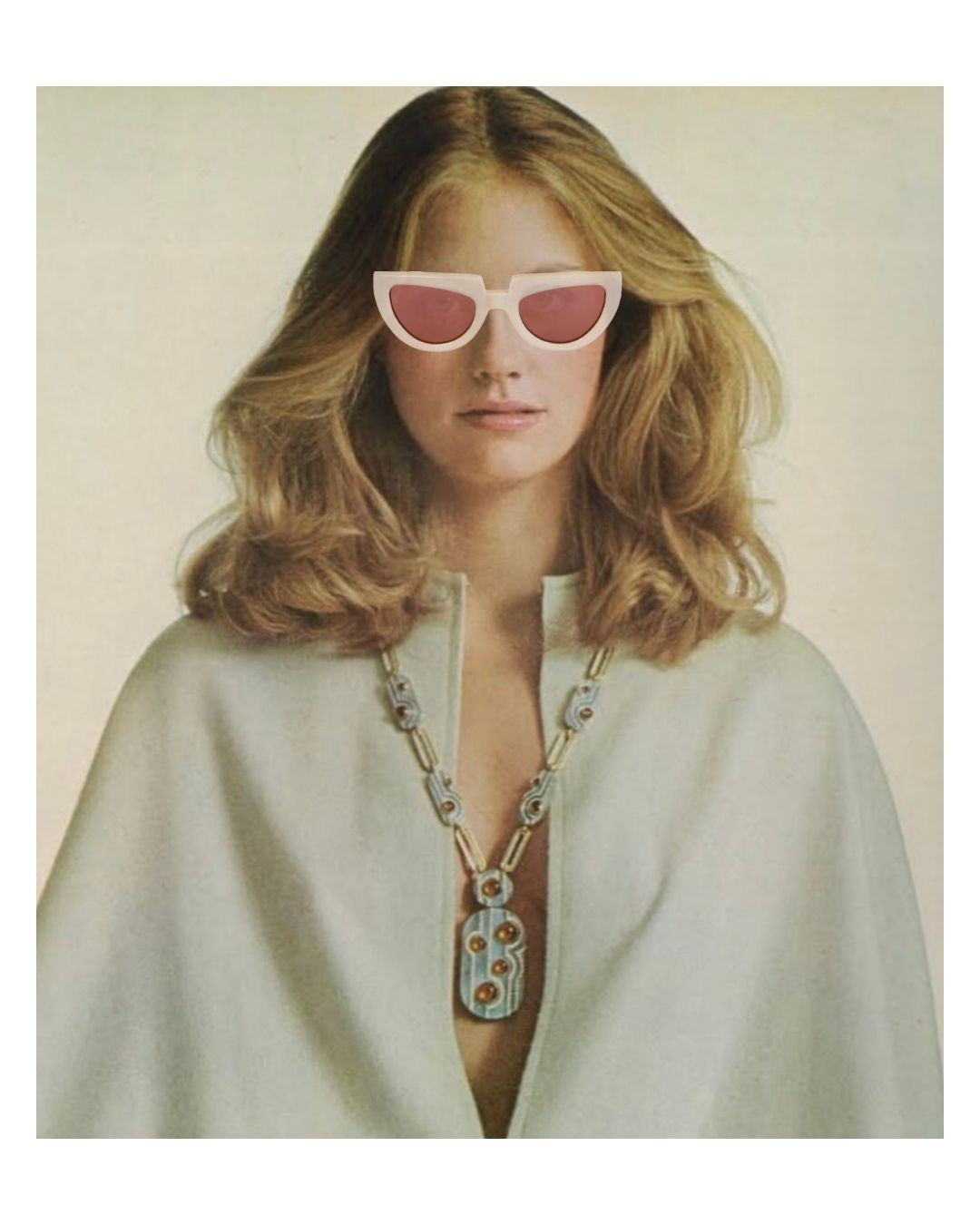 Heliotropic LUZ Cateye sunglasses in Bone on model